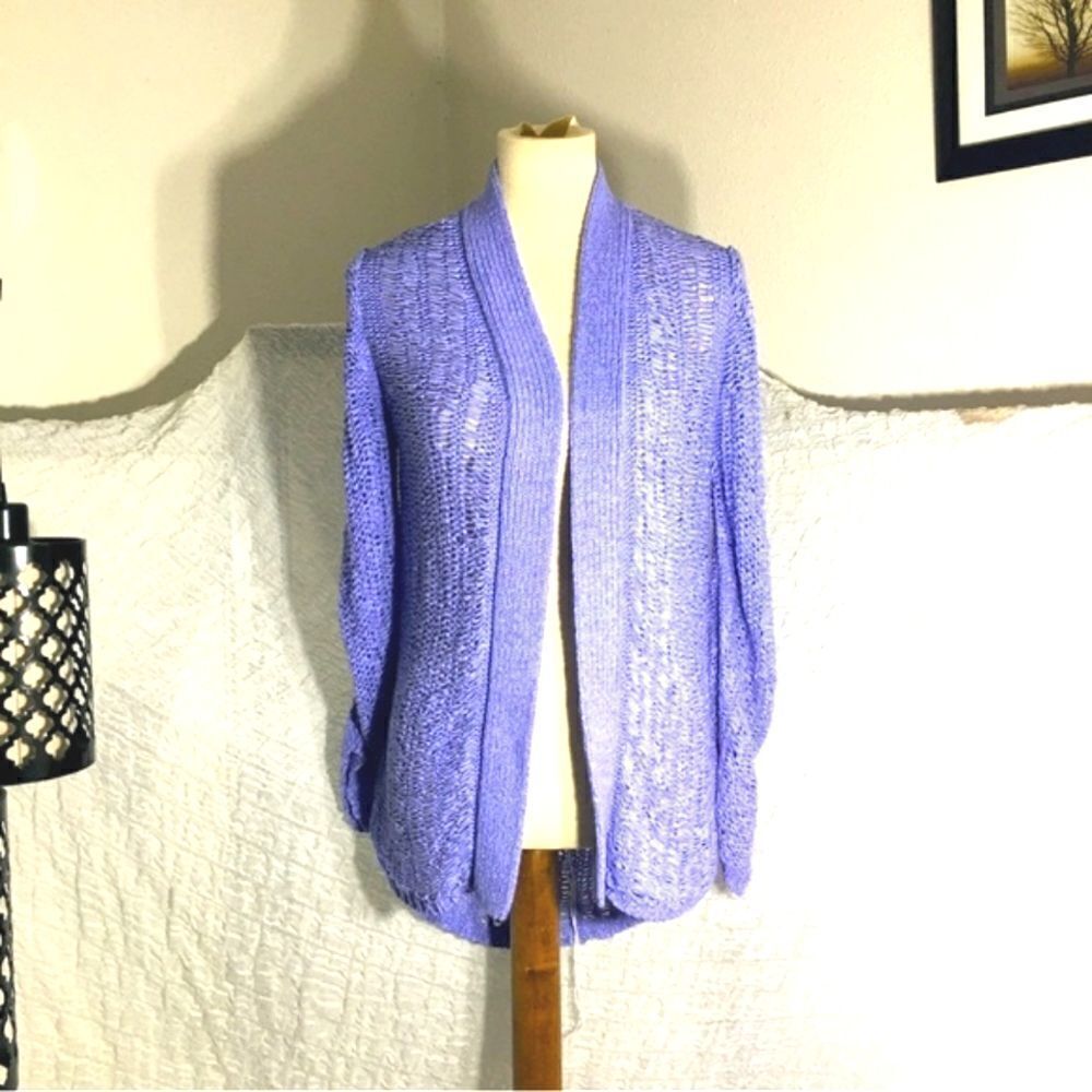 Chico’s Lavender Chunky Knit Open Cardigan Size M (1)